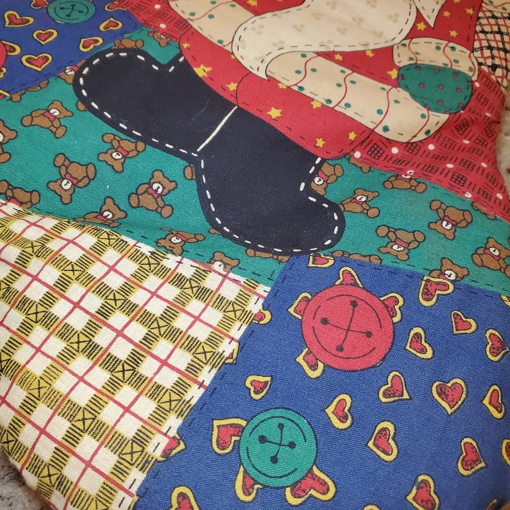 Vintage Cotton Padded Patchwork St Nicholas Santa Christmas Holiday 19